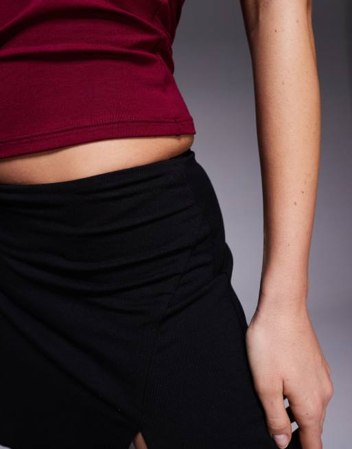 Oh Polly Tula modal split mini skirt in black, 5 of 5