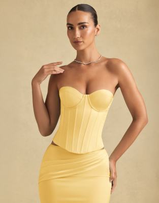 Oh Polly Underwired Corset Top In Yellow