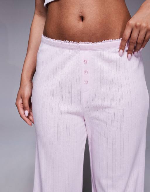Oh Polly wide leg lounge trouser co-ord in baby pink, 4 of 5