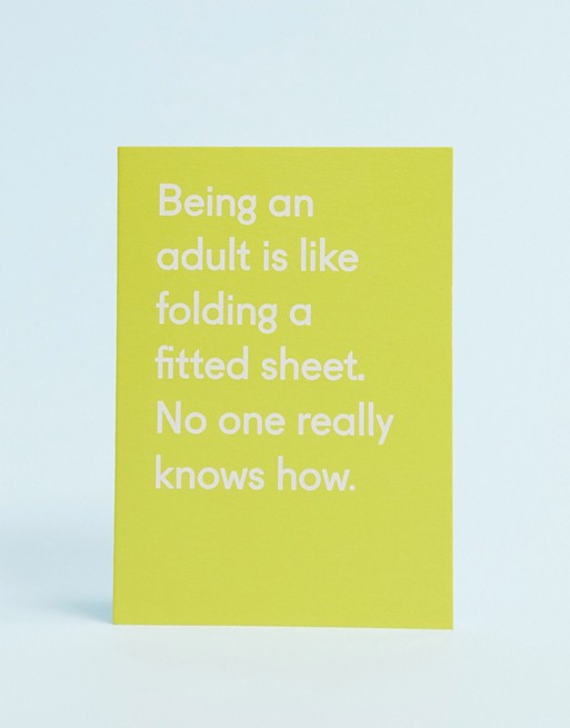Ohh Deer being an adult is like folding a fitted sheet birthday card