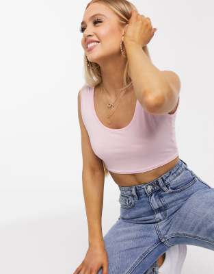 asos pink crop top
