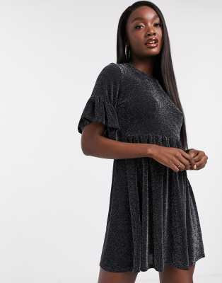 black sparkly shirt dress