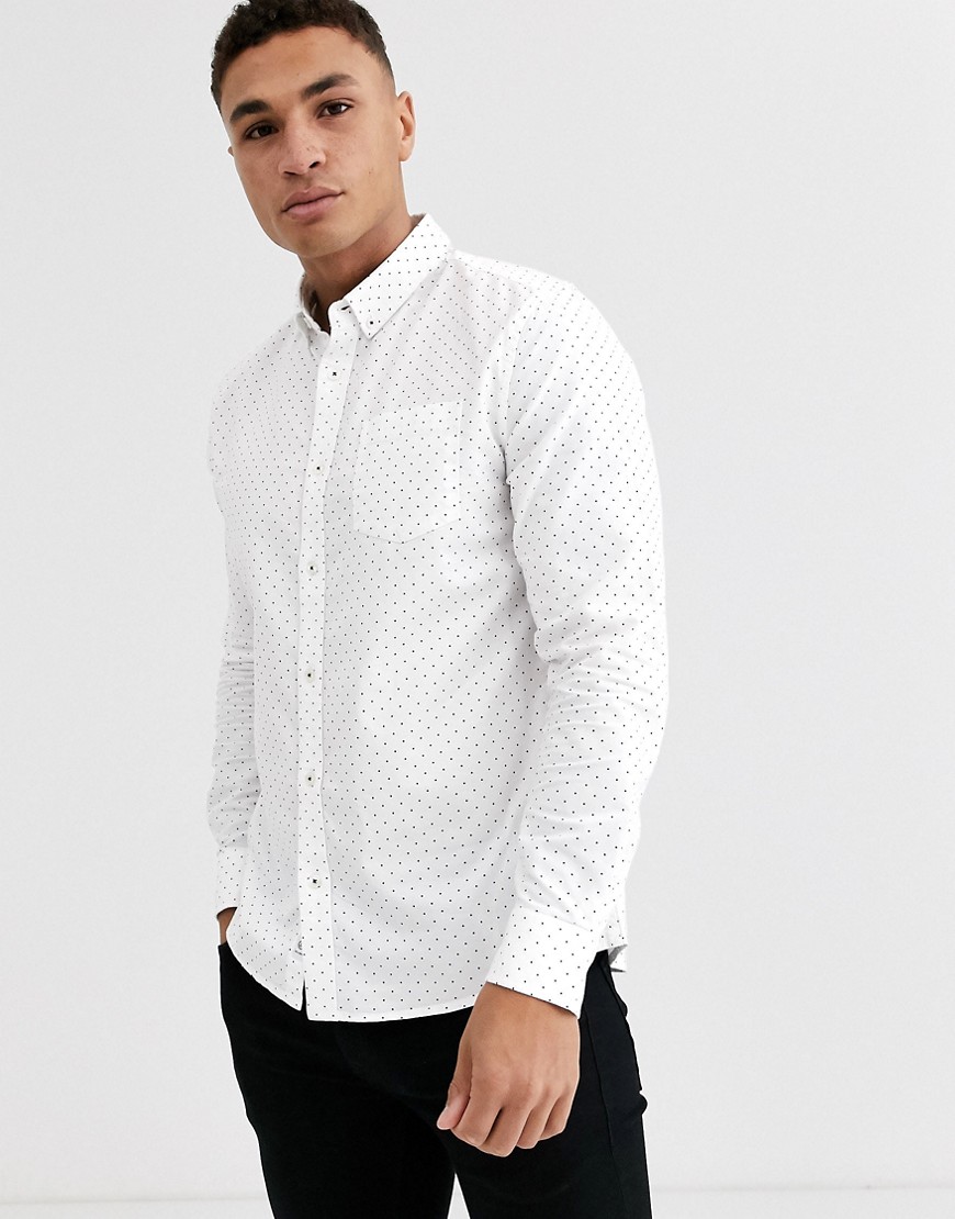 фото Оксфордская рубашка с длинными рукавами и принтом burton menswear-белый