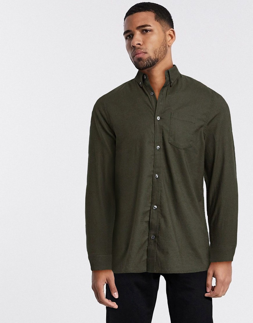 фото Оксфордская рубашка цвета хаки с длинными рукавами burton menswear-зеленый