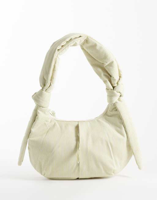 OLEND - Borsa da spalla color lime a righe