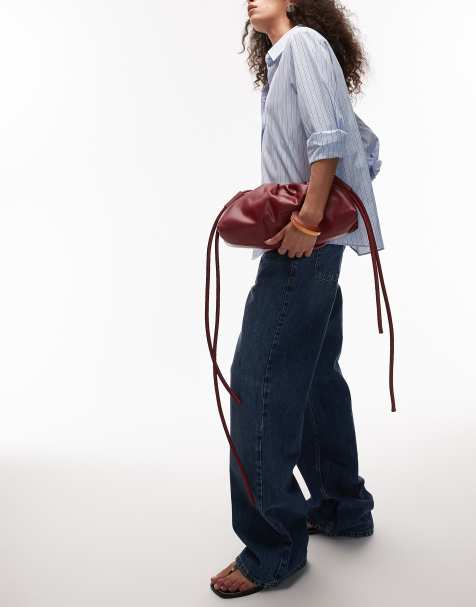 OLEND - Dumpling - Borsa da spalla allungata in pelle rosso ciliegia - view 1