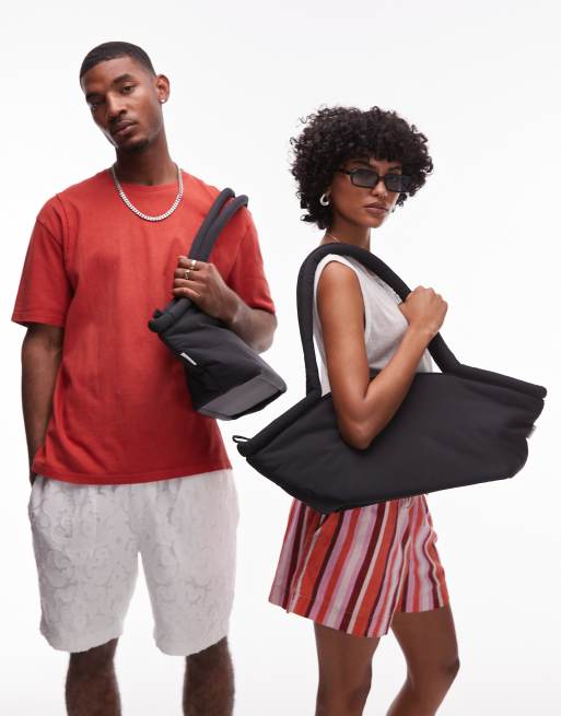 OLEND haku large nylon shoulder tote bag in black , 3 of 5