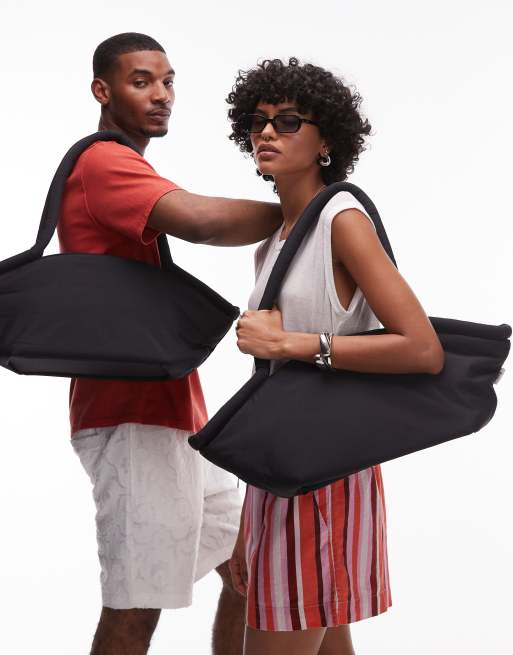 OLEND haku large nylon shoulder tote bag in black | ASOS