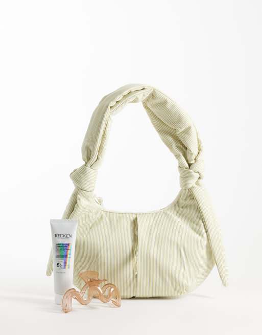 OLEND - Limegrøn skuldertaske med striber, 2 af 4
