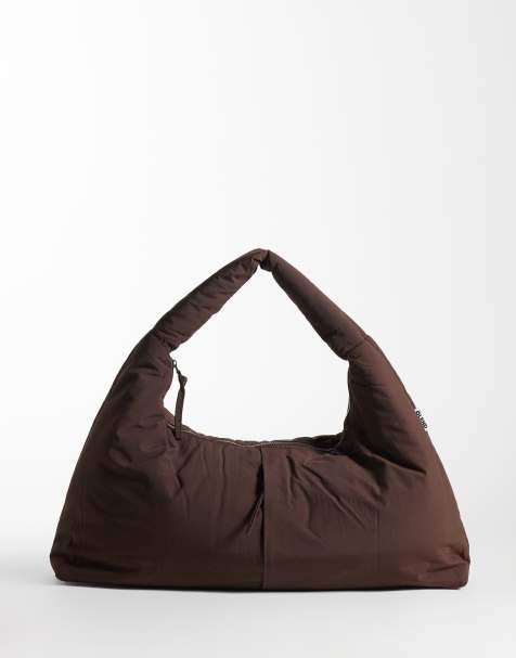 OLEND - Nico - Borsa da spalla grande in nylon color cioccolato - view 1