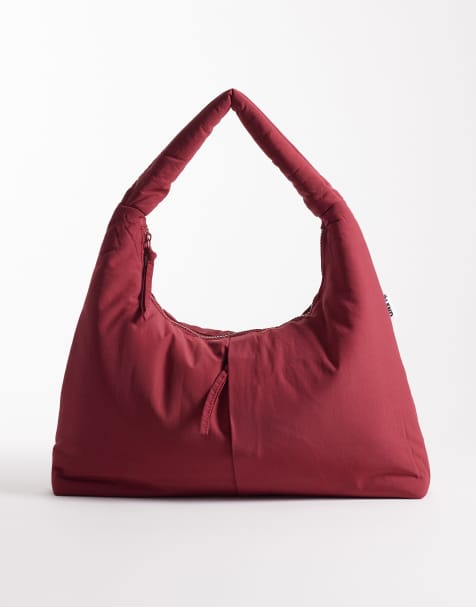 OLEND Nico large nylon shoulder bag in cherry red - view 1