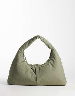OLEND Nico large nylon shoulder bag in sage