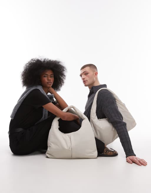 Olend Nico large nylon shoulder bag in sand | ASOS