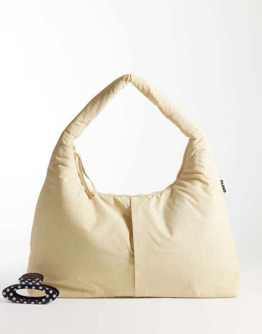 OLEND Nico nylon shoulder bag in butter yellow, 3 of 4