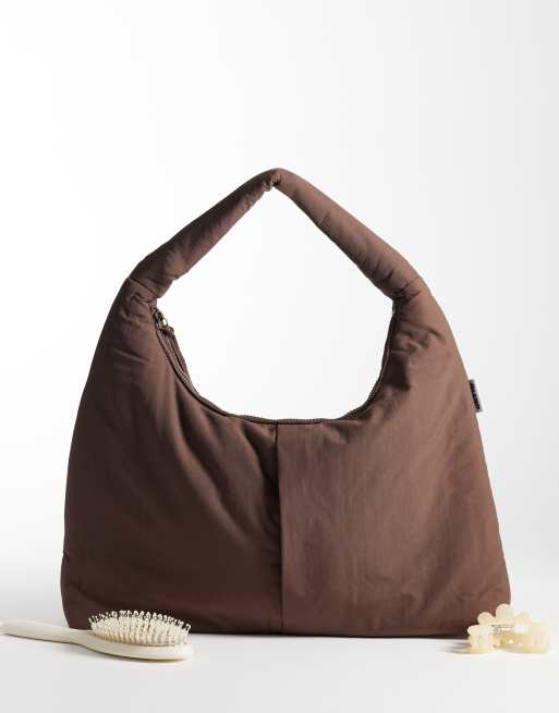 OLEND Nico nylon shoulder bag in chocolate, 3 of 4