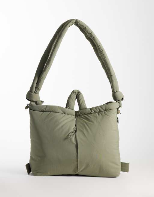 OLEND - Ona - Bandolera grande verde salvia multiposición de nailon suave