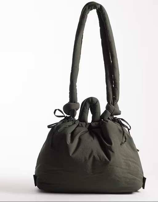 OLEND - Ona - Borsa a tracolla grande multiposizione kaki in nylon morbido