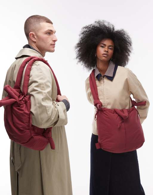OLEND - Ona - Borsa a tracolla multiposizione bordeaux in nylon morbido 
