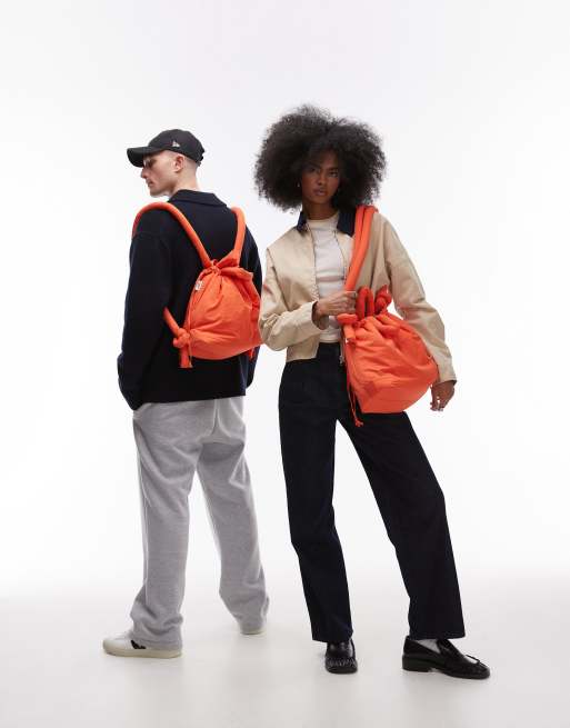 OLEND - Ona - Borsa a tracolla multiposizione color corallo in nylon morbido