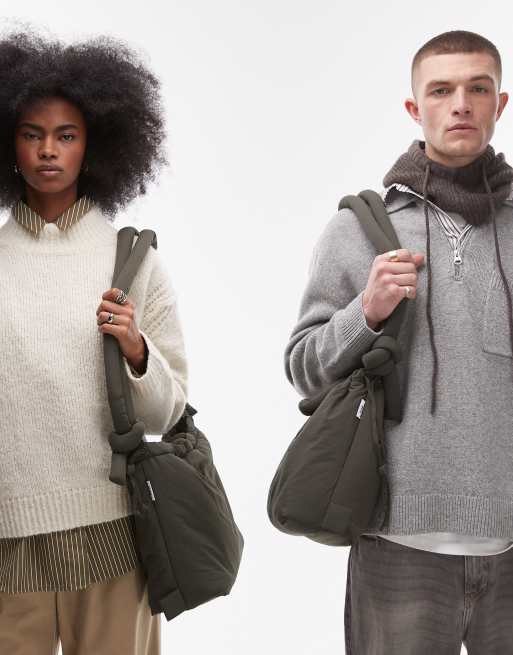 OLEND - Ona - Borsa a tracolla multiposizione kaki in nylon morbido 