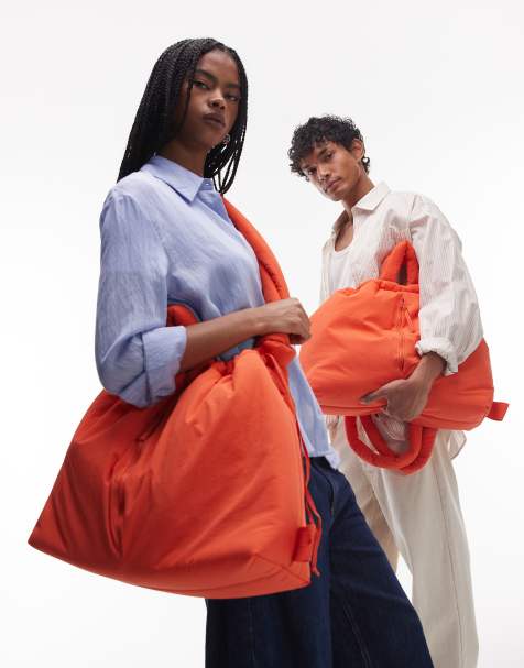 OLEND - Ona - Borsa grande a tracolla multiposizione color corallo in nylon morbido - view 1