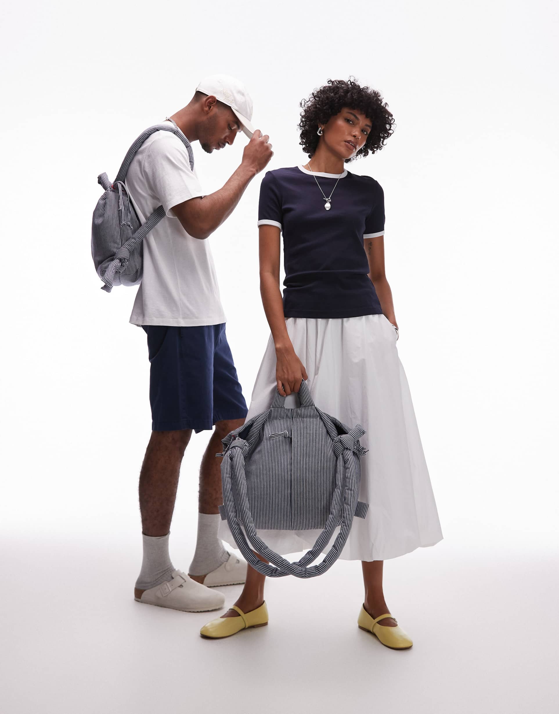 olend ona cotton multiwear crossbody bag in blue stripe