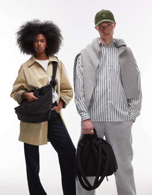 OLEND– Ona – Czarna miękka torebka crossbody z nylonu do noszenia na wiele sposobów 