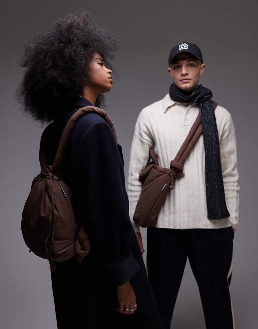 Olend – Ona – Czekoladowobrązowa miękka torebka crossbody z nylonu do noszenia na wiele sposobów