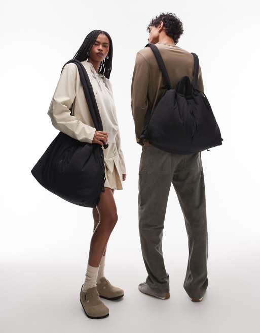ÖLEND - Ona - Grand sac bandoulière multipositions en nylon souple - Noir