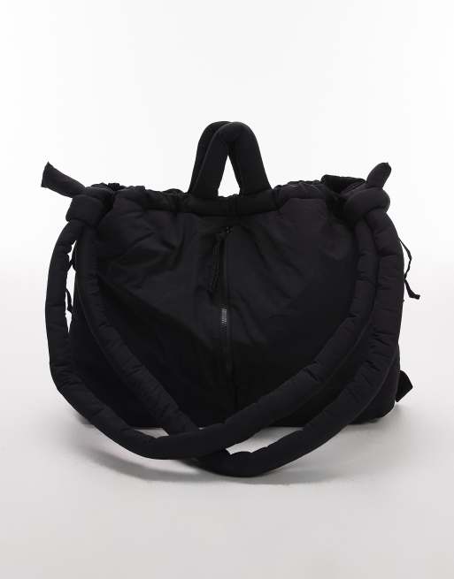 ÖLEND - Ona - Grand sac bandoulière multipositions en nylon souple - Noir, 4 de 4