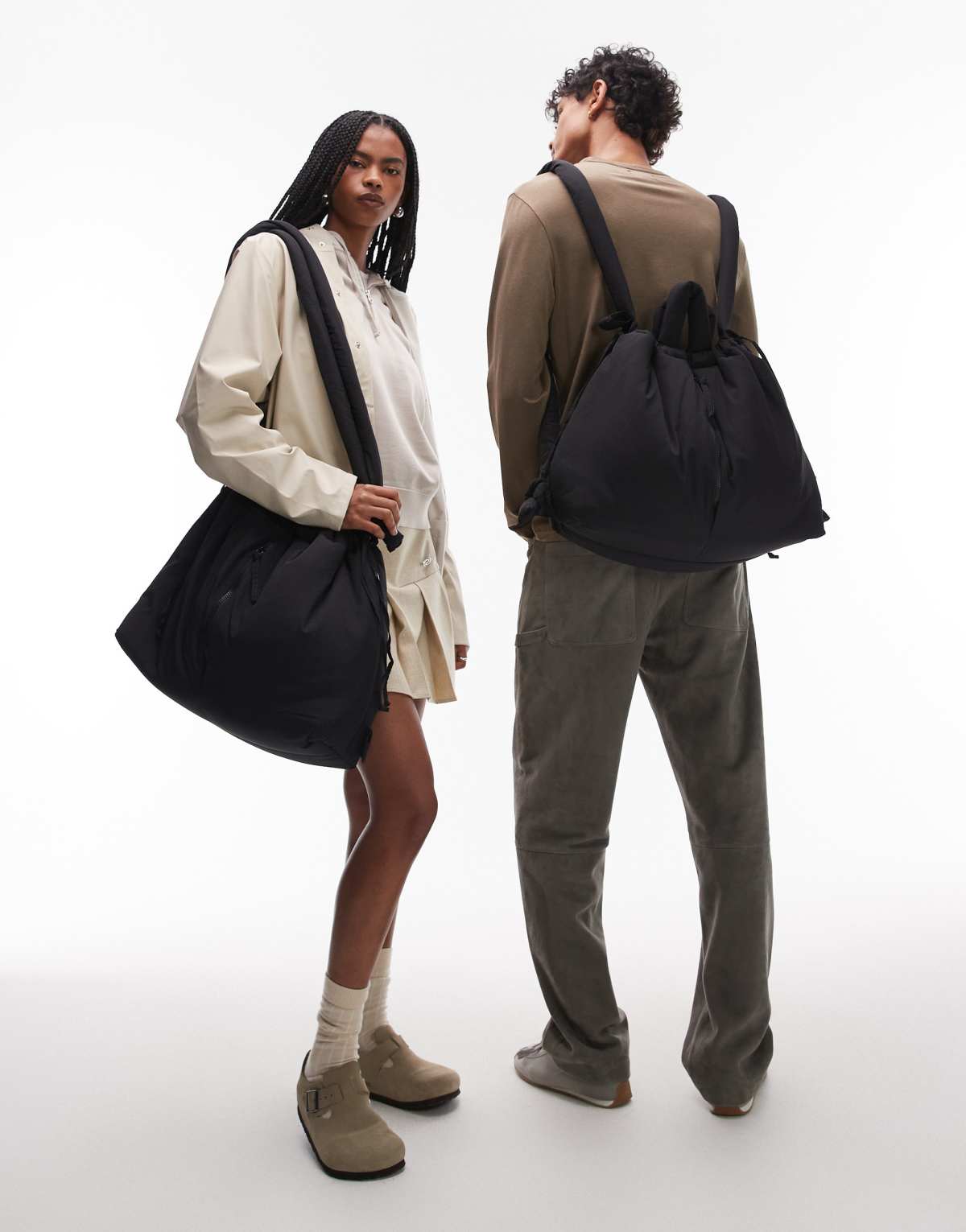 OLEND Ona large soft nylon multiwear crossbody bag in black