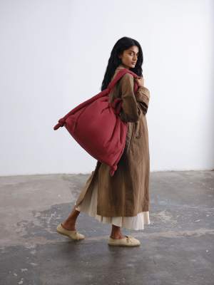 Olend OLEND Ona large soft nylon multiwear crossbody bag in cherry red