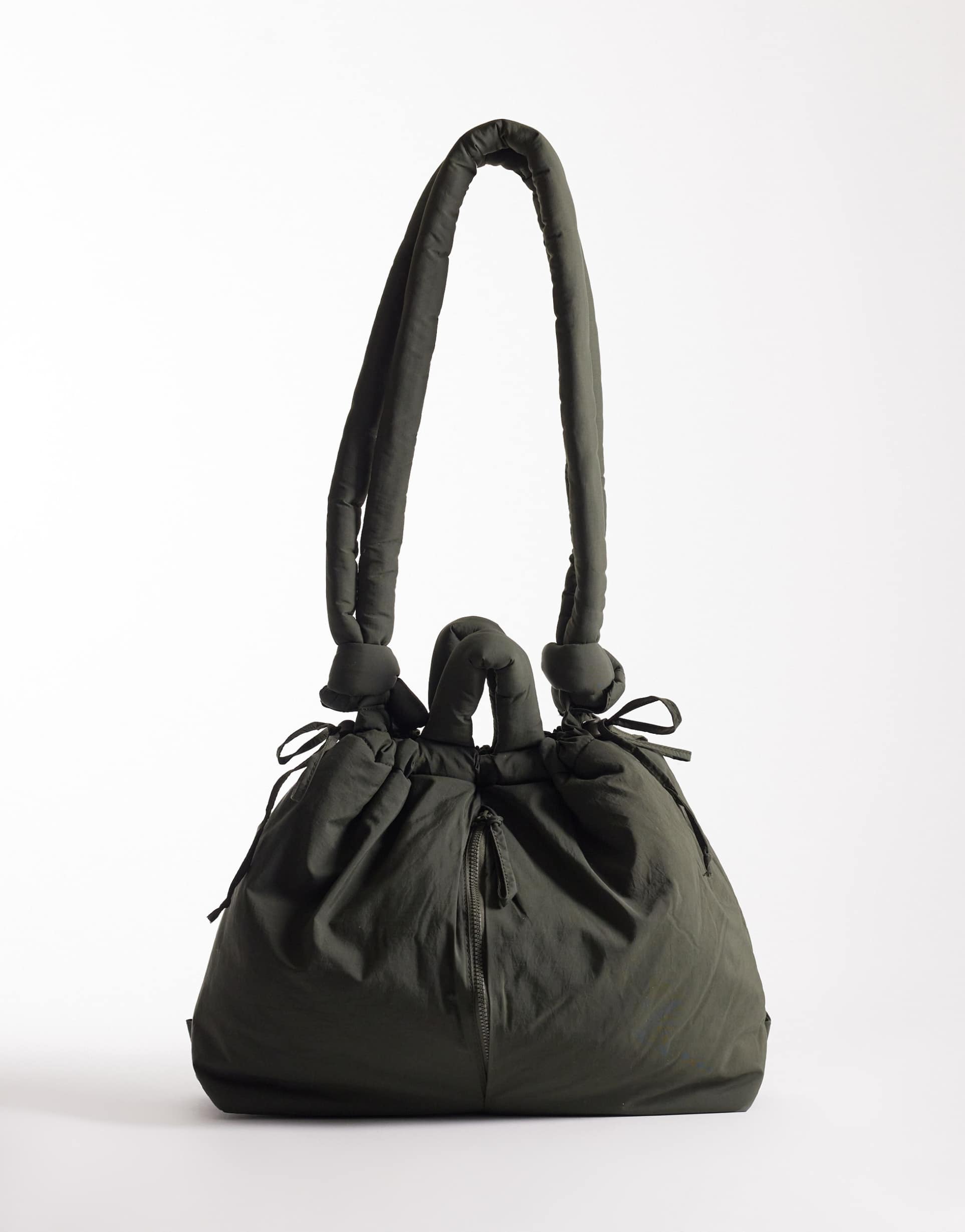 olend ona large soft nylon multiwear crossbody bag in khaki green