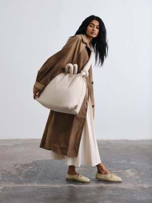 Olend OLEND Ona large soft nylon multiwear crossbody bag in sand-White