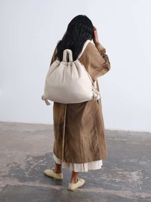 OLEND Ona large soft nylon multiwear crossbody bag in sand, 3 of 5