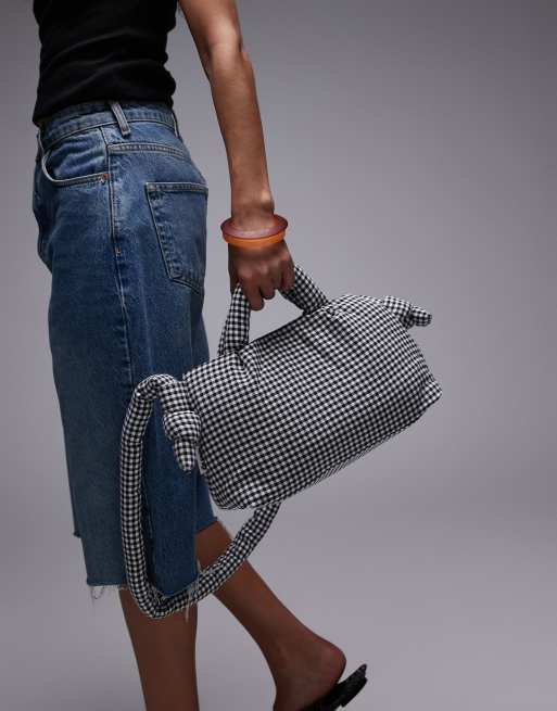 ÖLEND - Ona - Mini-sac bandoulière multipositions en coton à carreaux vichy - Noir et blanc , 2 de 4