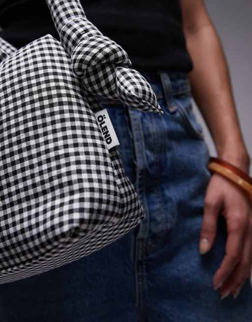 ÖLEND - Ona - Mini-sac bandoulière multipositions en coton à carreaux vichy - Noir et blanc , 3 de 4