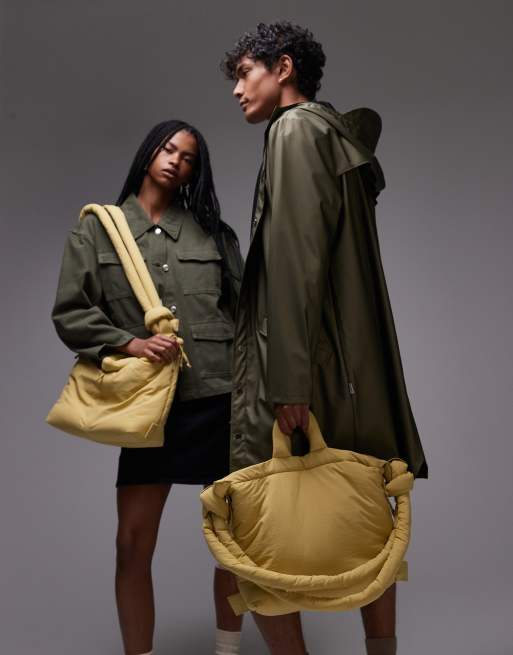 OLEND - Ona - Op meerdere manieren te dragen grote zachte nylon crossbody tas in limoengroen 