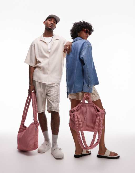 ÖLEND - Ona - Sac bandoulière multipositions en coton rayé - Rouge 