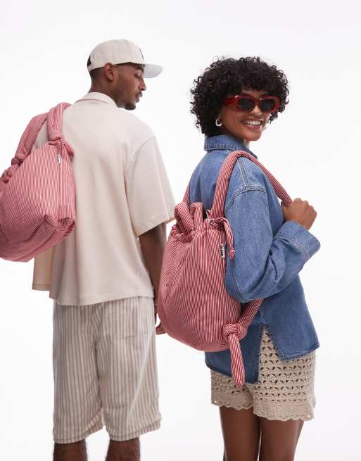 ÖLEND - Ona - Sac bandoulière multipositions en coton rayé - Rouge , 4 de 4