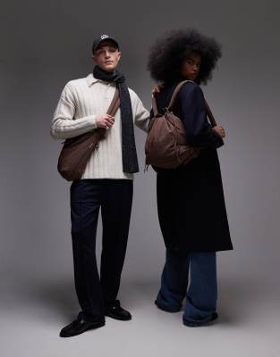 OLEND Ona soft nylon multiwear crossbody bag in chocolate