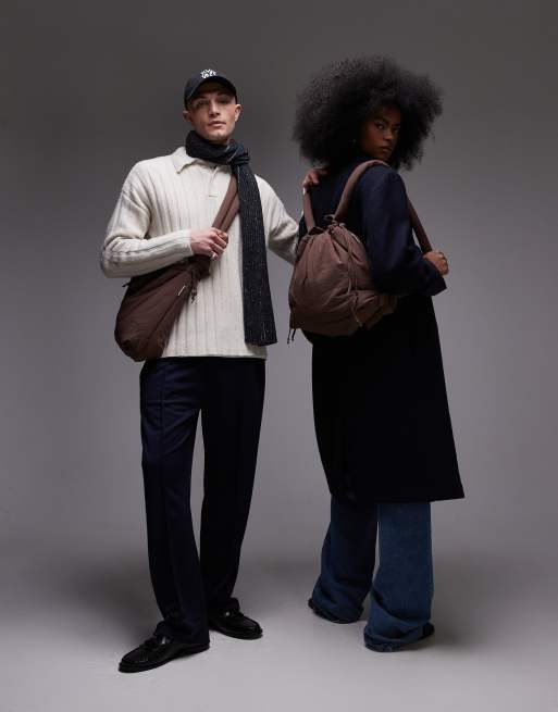 OLEND Ona soft nylon multiwear crossbody bag in chocolate