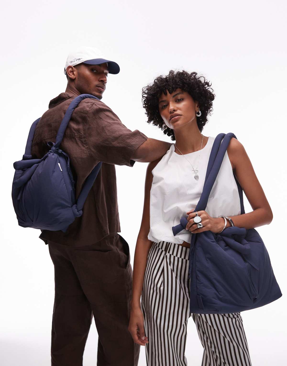 OLEND Ona soft nylon multiwear crossbody bag in navy blue