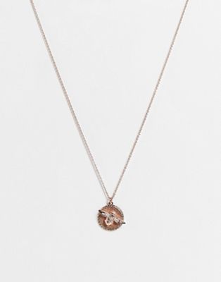Olivia Burton 3D bee and coin necklace in rose gold