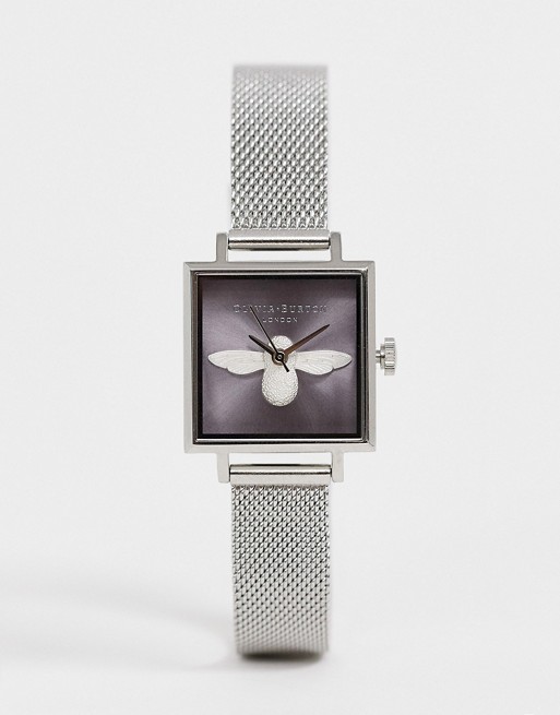 Olivia Burton 3D bee sunray watch in silver and lilac