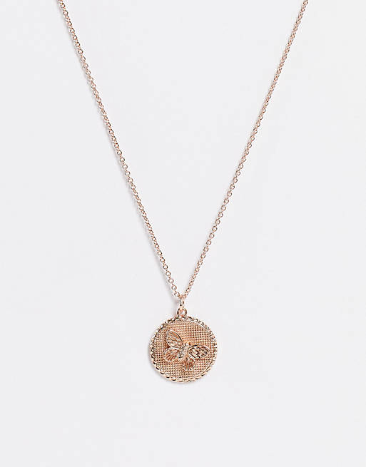 Olivia burton 3D butterfly coin necklace in gold