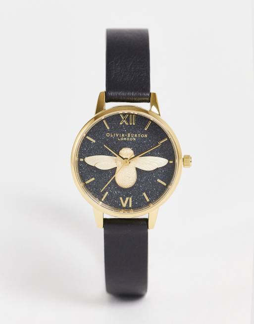 Olivia burton bee watch black new arrivals