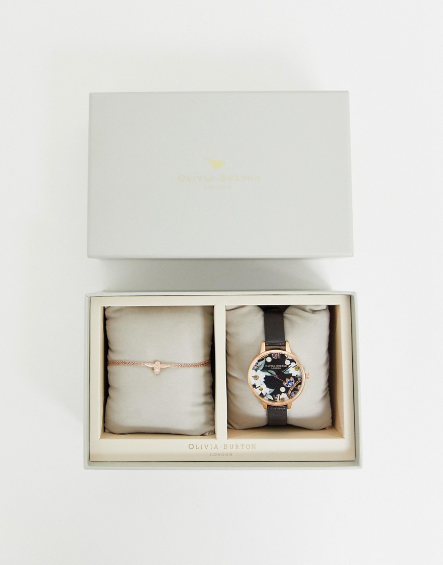 Olivia Burton - Bejewelled - Cadeauset met horloge en Pearl 3D Bee armband-Zwart