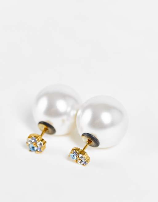 Olivia Burton - Boucles d'oreilles en perles fantaisie avec cristaux - Bleu et blanc