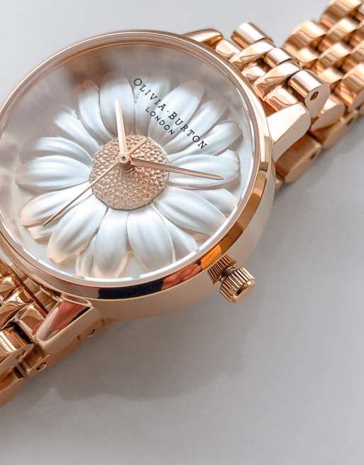 Olivia Burton bracelet watch with daisy face in rose gold